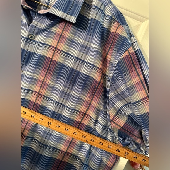 TOMMY BAHAMA Men’s XXL Long Sleeve Cotton Silk Blend Blue Pk Plaid Resort CLEAN - Picture 12 of 12